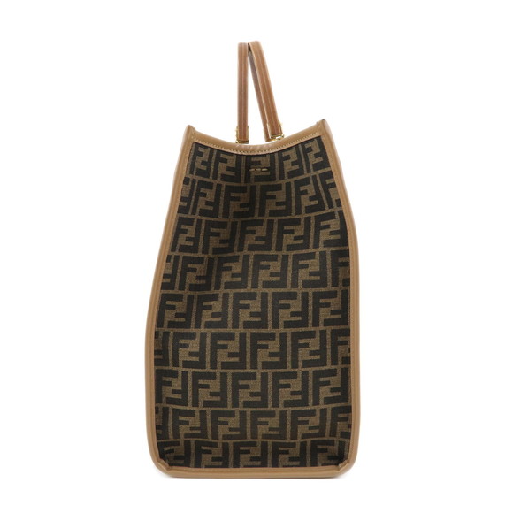 Fendi Zucca Canvas Leather Sunshine Tote Bag Large Khaki Beige - Picture 8 of 11